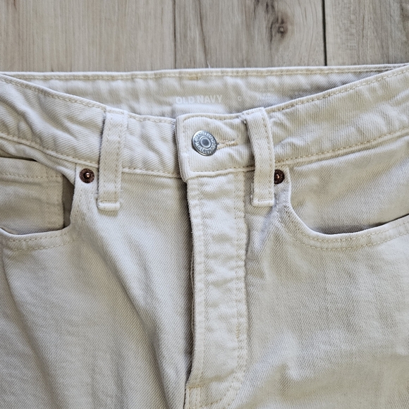 Old Navy High-Rise Straight Jeans - Off White/Cream - Size 0 - Picture 3 of 6